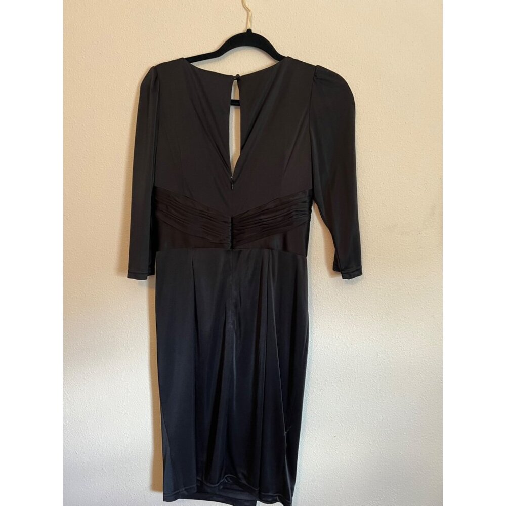 Marc Bouwer party Dress 6 V Neck Black Keyhole Back Sexy Silky Sheath $495 NWT - Picture 11 of 14